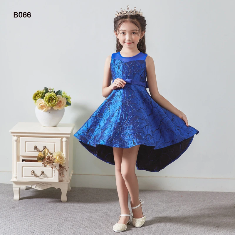 

Jancember B066 Royal Blue Satin Sleeves Embroidery Flower Girl Dresses