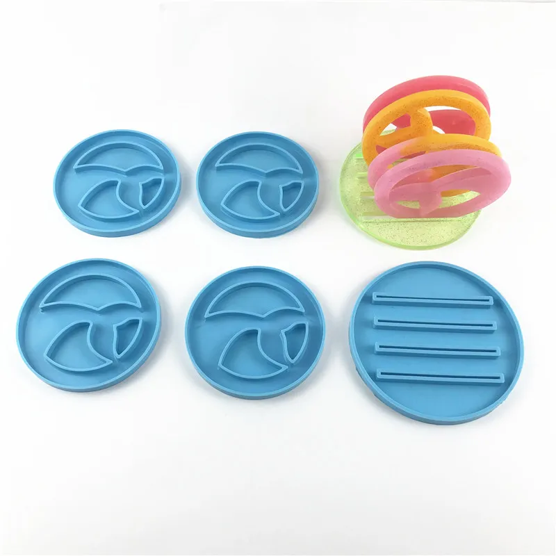 

5104 5412 Round fishtail coaster mold and coaster stand mold set, Random