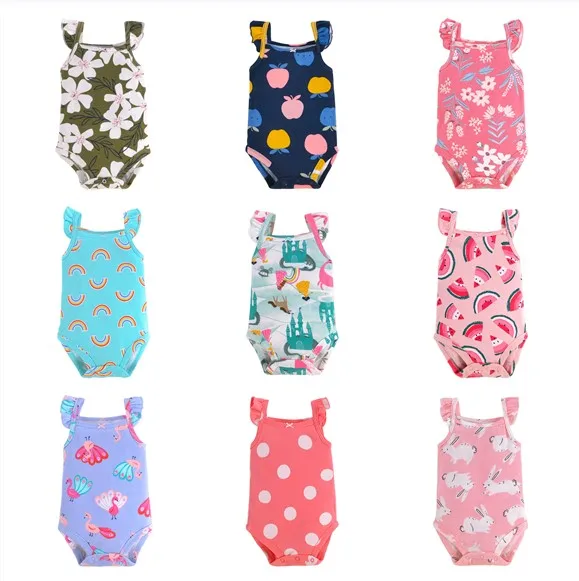 

Wholesale Baby Cloths Summer Infant Baby Girl Clothes 100% Cotton Sleeveless Baby Infant Romper, 15 colors