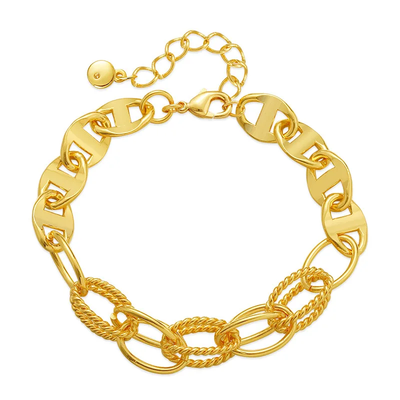 

Popular Pig Nose Chain Unisex Bracelet 18K Gold Plated Splice Chain Punk Personalized Bracelet