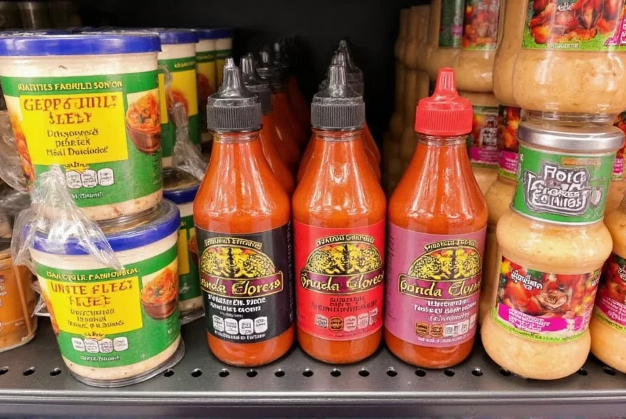 Panda Express sweet chili sauce bottle displayed next to common grocery items showing proper storage position