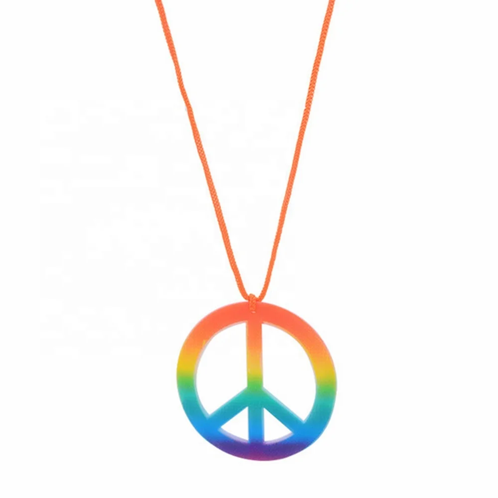 

Colorful Plastic Acrylic Pendant Halloween Gifts Peace Sign Necklace, Multi