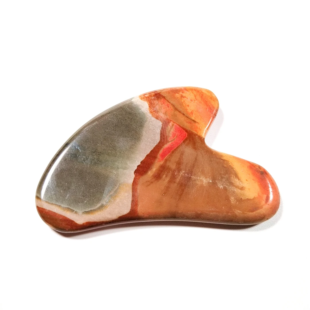 

custom logo mookaite jasper heart shape face massager facial gua sha scraping tool