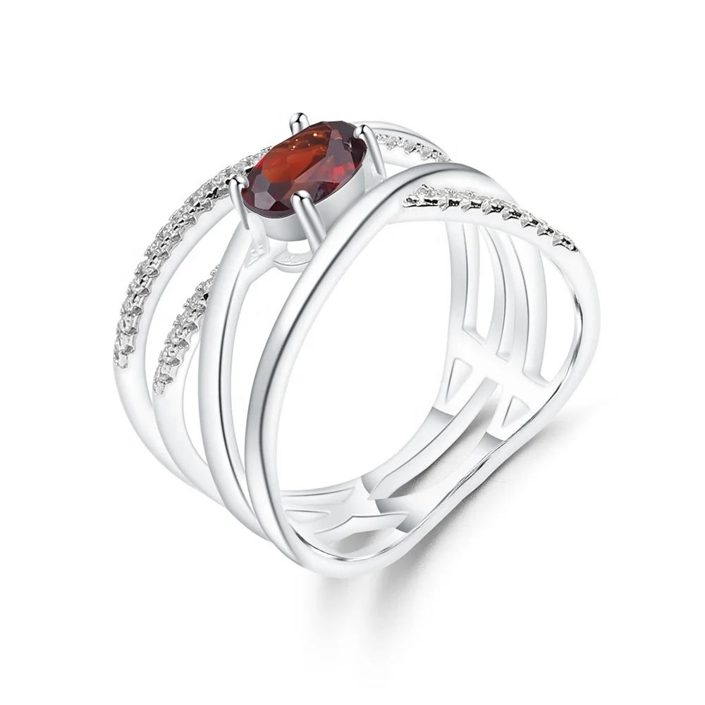 

Abiding Dropshipping Natural Garnet Rings New Sterling 925 Silver Rings for Gift