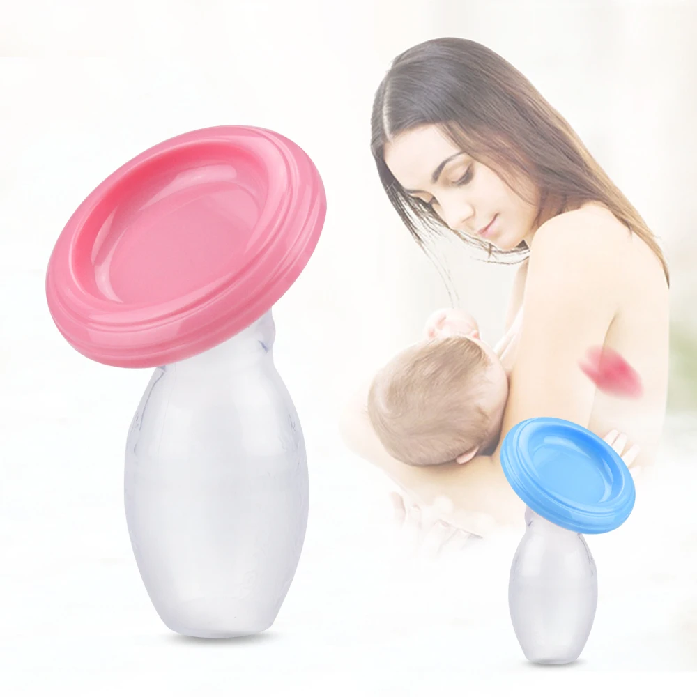 

New Style BPA FREE Air-Tight Vacuum Sealed 4oz Breastfeeding Manual Milk Saver Suction Silicone Breast Pump With Cover Lid
