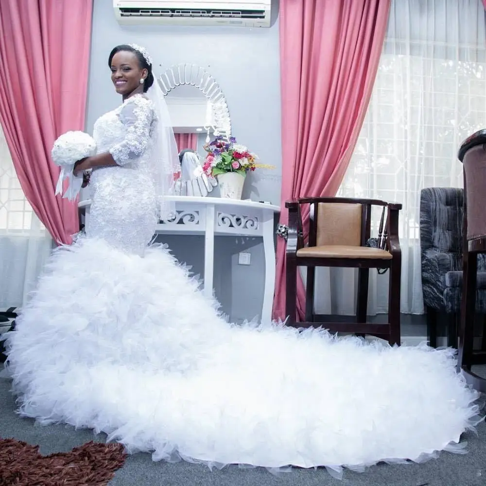 Auyan 2025 Mermaid Wedding Dress Long Train