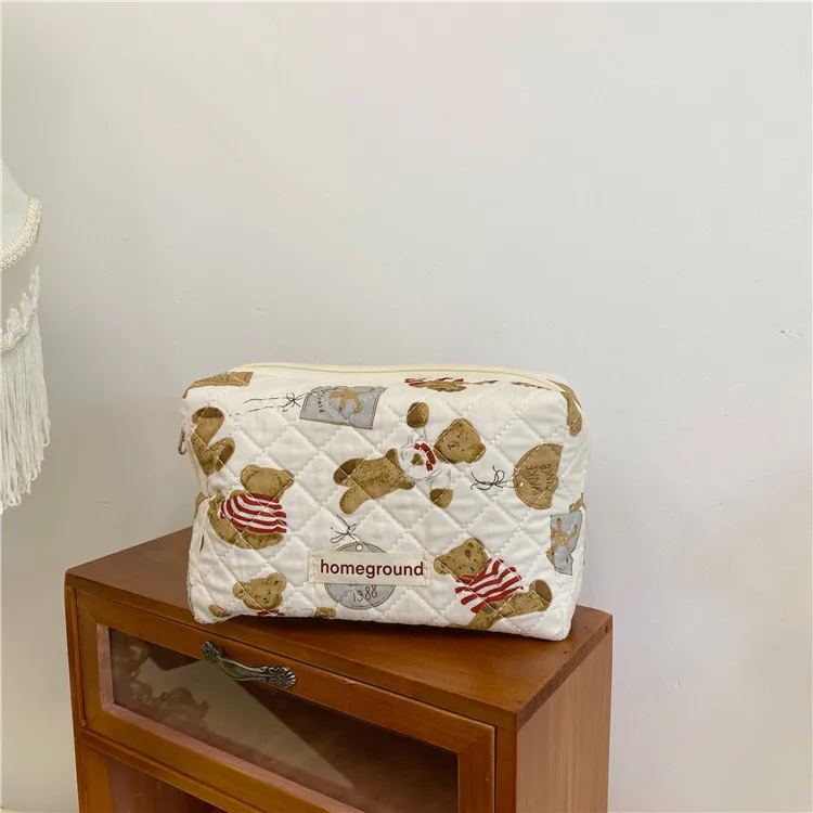 

Korean Cute Cartoon Cookie Bear Cosmetic Bag Large Capacity Storage Toilet Bag Portable Storage Bag
