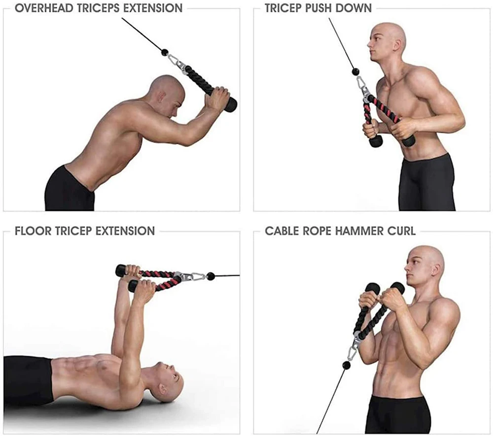 8x pieza fitness polipasto conjunto del cable bíceps tríceps mano fuerza herramienta Blaster 