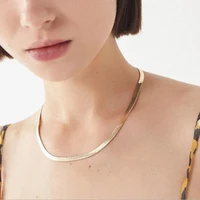 

Simple Snake Chain Stainless Steel Herringbone Necklace For Women Gifts