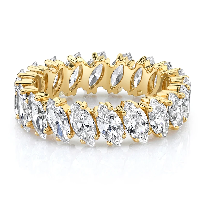 

Gemne bridal jewelry 925 sterling silver 18k gold vermeil marquis diamond eternity band rings