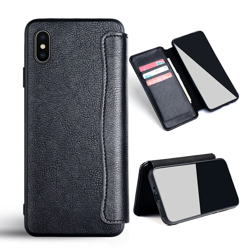 

Case for iphone X XR XS max Flip cover PU Leather with card slot no magnet for iphone X XR XS max case funda coque
