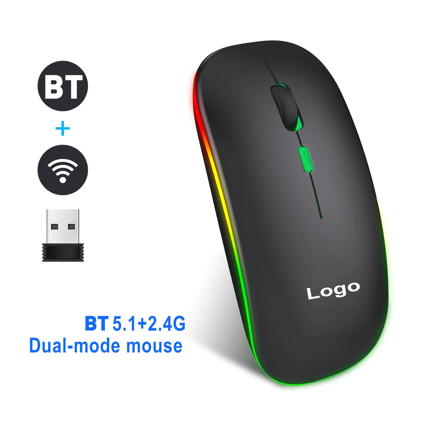 

modern high dpi bluetooth 5.2 mouse sem fio recarregavel rgb 2.4g dual mode wireless bluetooth mouse for laptop