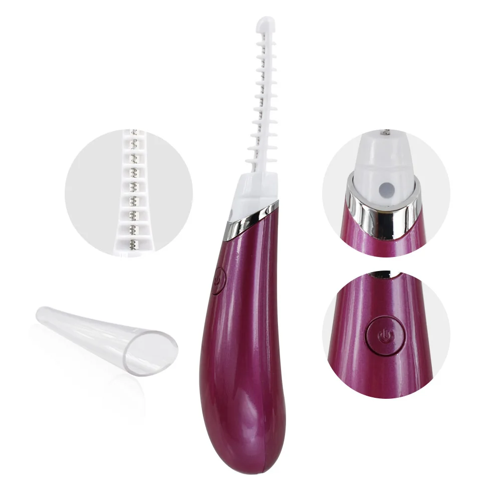 

Factory Low Price mini usb eyelash heat curler electric heated lash lifting wand with double sided comb