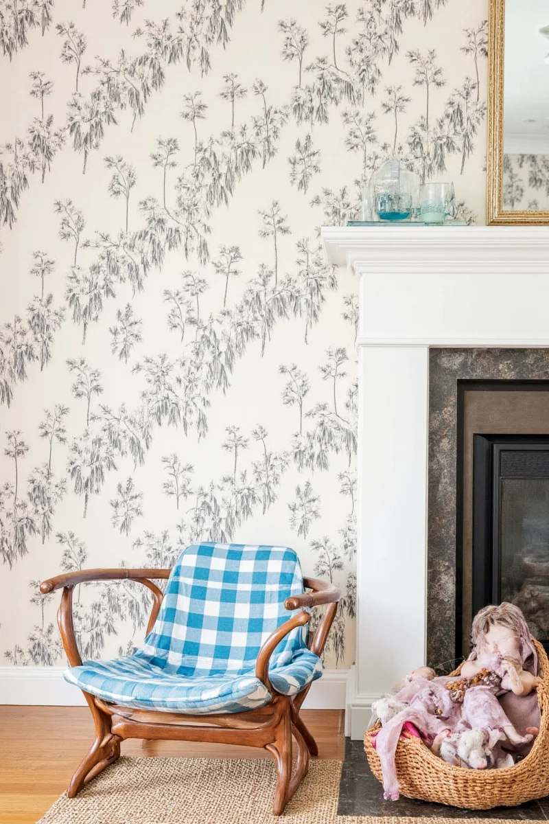 Chalkboard-style wallpaper in a child's room