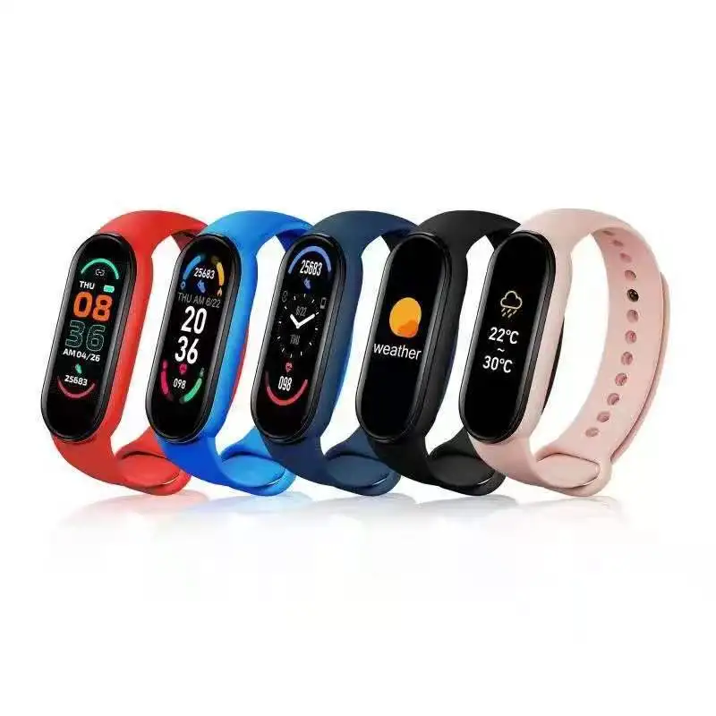 

2021 New Product Factory Price M6 Sports Smart Bracelet Mobile Phone Water Proof Smart Watch, Black red blue pink