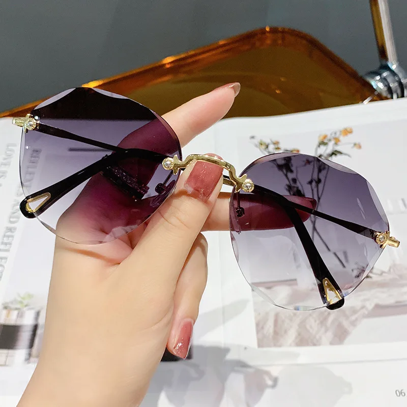 

Uv400 Protection Women Trendy Rimless Oversized Cheap Fashion Sunglasses Wholesale Mens Designer Eyewear Sunglass Rebrand