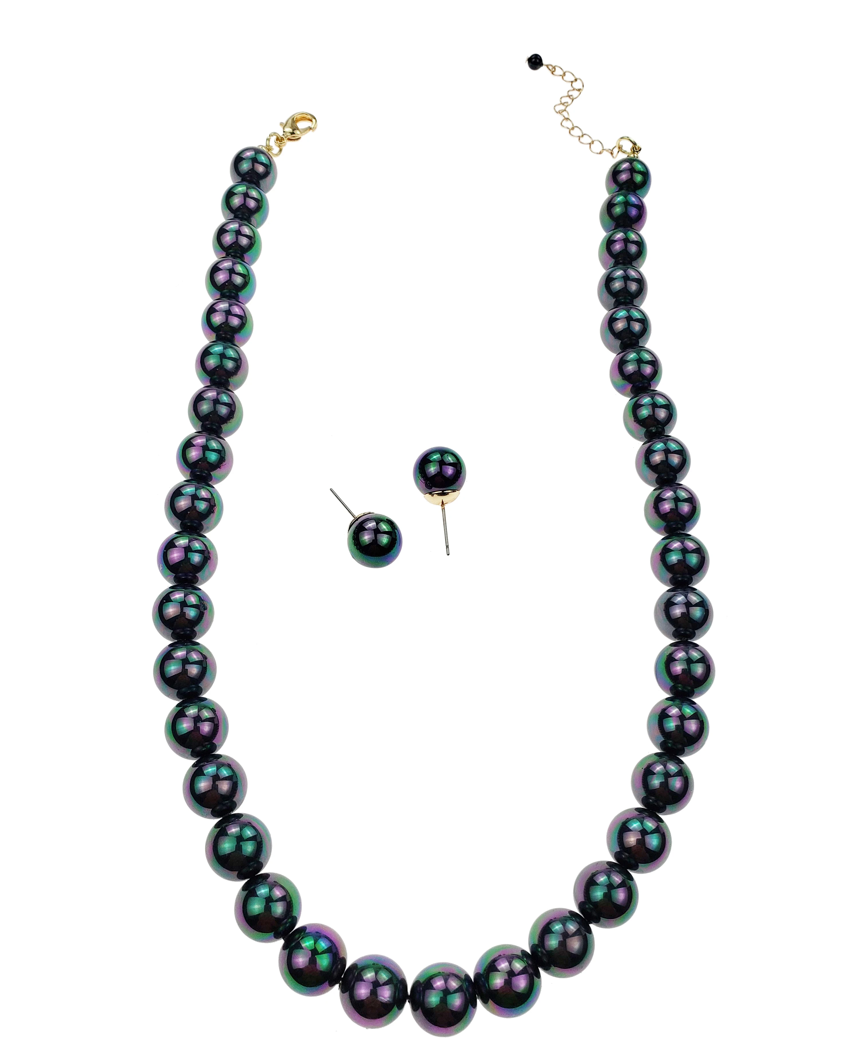 

Hawaiian handmade rainbow pearl simple jewelry necklace sets stud earrings women wholesale, Customized color