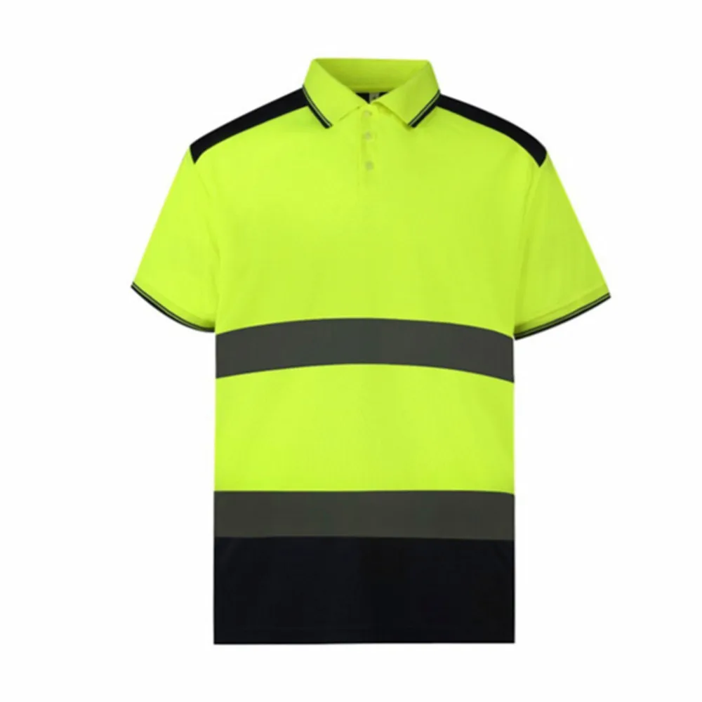 

High Visibility Safety Polo Shirt EN ISO 20471 Class 2/ ANSI Class 2 Reflective Fluorescent Green Orange Short Sleeve T-shirt