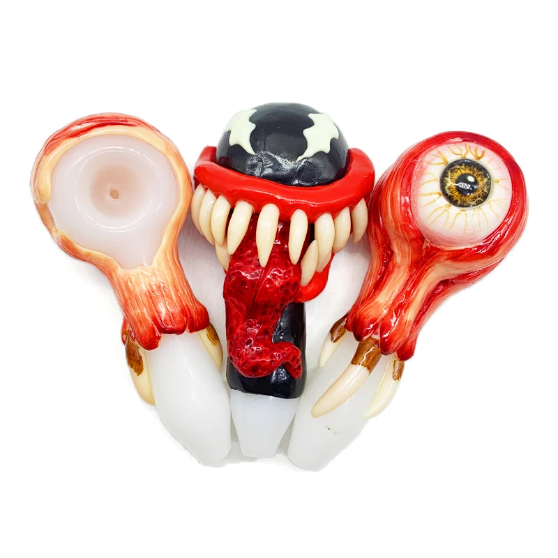 

2021 amazon top seller halloween gift Resin Monster Eye Pipe Herb Weed Tobacco Glass Smoking Pipe Eye Monster Hand Pipe, Colorful