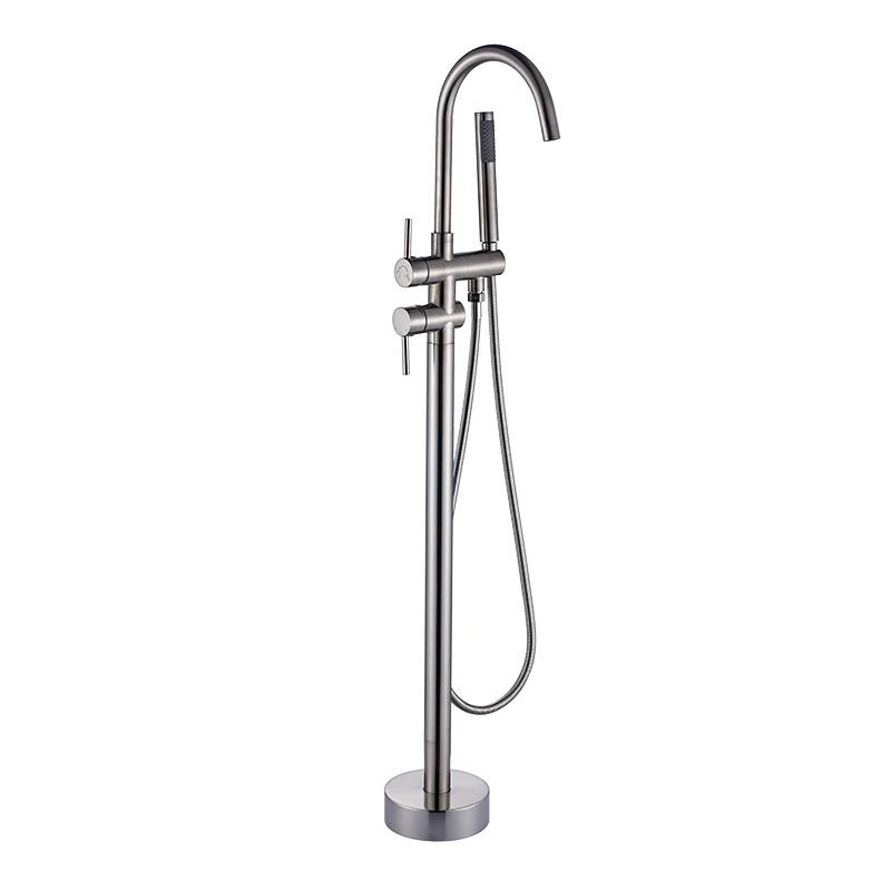 

FLG Brass mounted Freestanding Bath Shower Mixer floor stand Tub Filler Shower Mixer Freestanding Bathtub Faucet