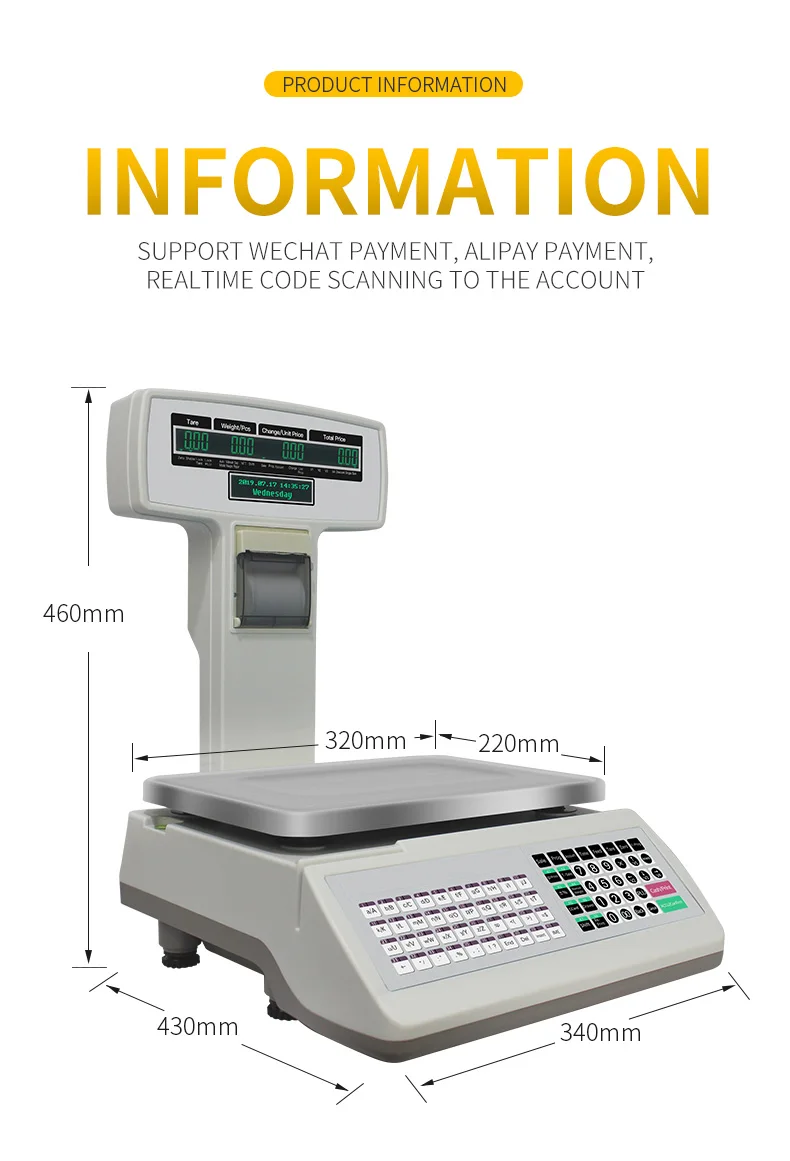 Barcode Label Printing Scale Digital Receipt Printing Scale With Wifi