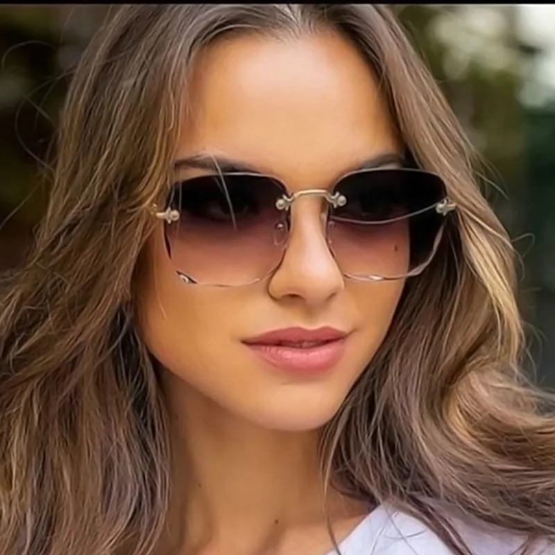 

Women shades sexy photo fashion sunglasses newest 2020 female frameless glasses, As the pictures shows
