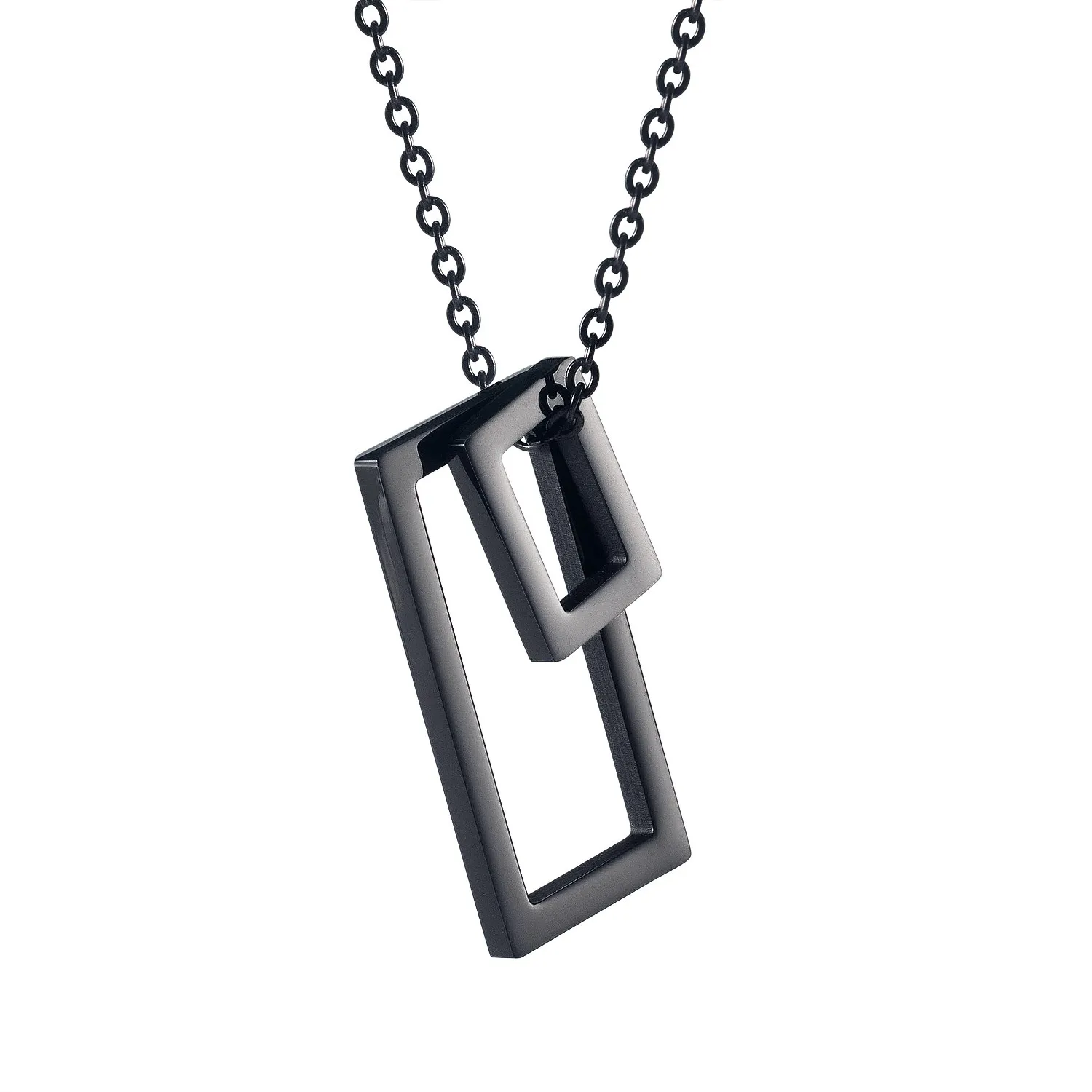 

MSYO Fashion Stainless steel Black Checkered Necklace For Men, As picture