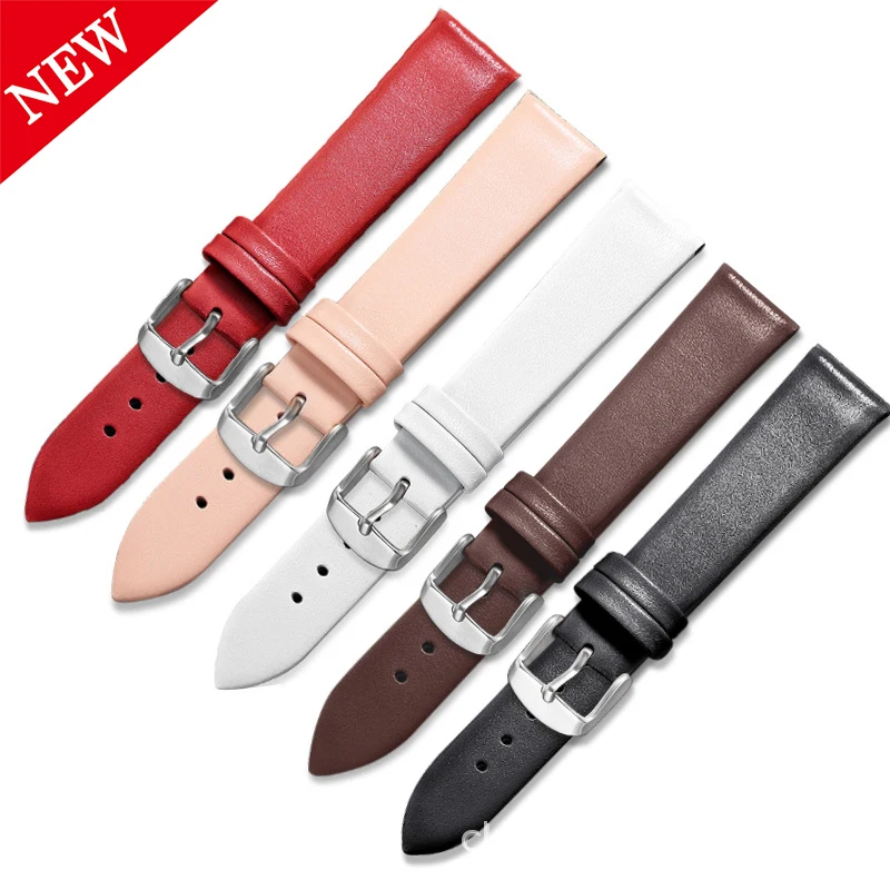 

Luxury 10mm 18mm 16mm 20mm 22mm petite cuff genuine leather bracelet watch strap for daniel wellington watch strap, Black pink red brown white