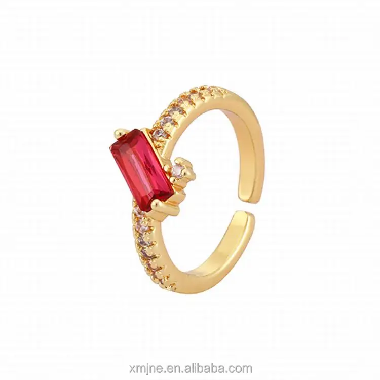 

Copper Inlaid Color Single Row Zircon Gold Open Ring Female Korean Version Ins Adjustable Jewelry Ring Bracelet