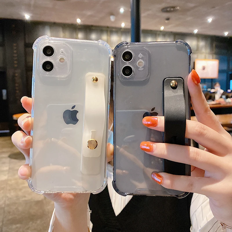 

2021 Clear Soft TPU Phone Case with Hand Strap for iPhone 12 Pro Max