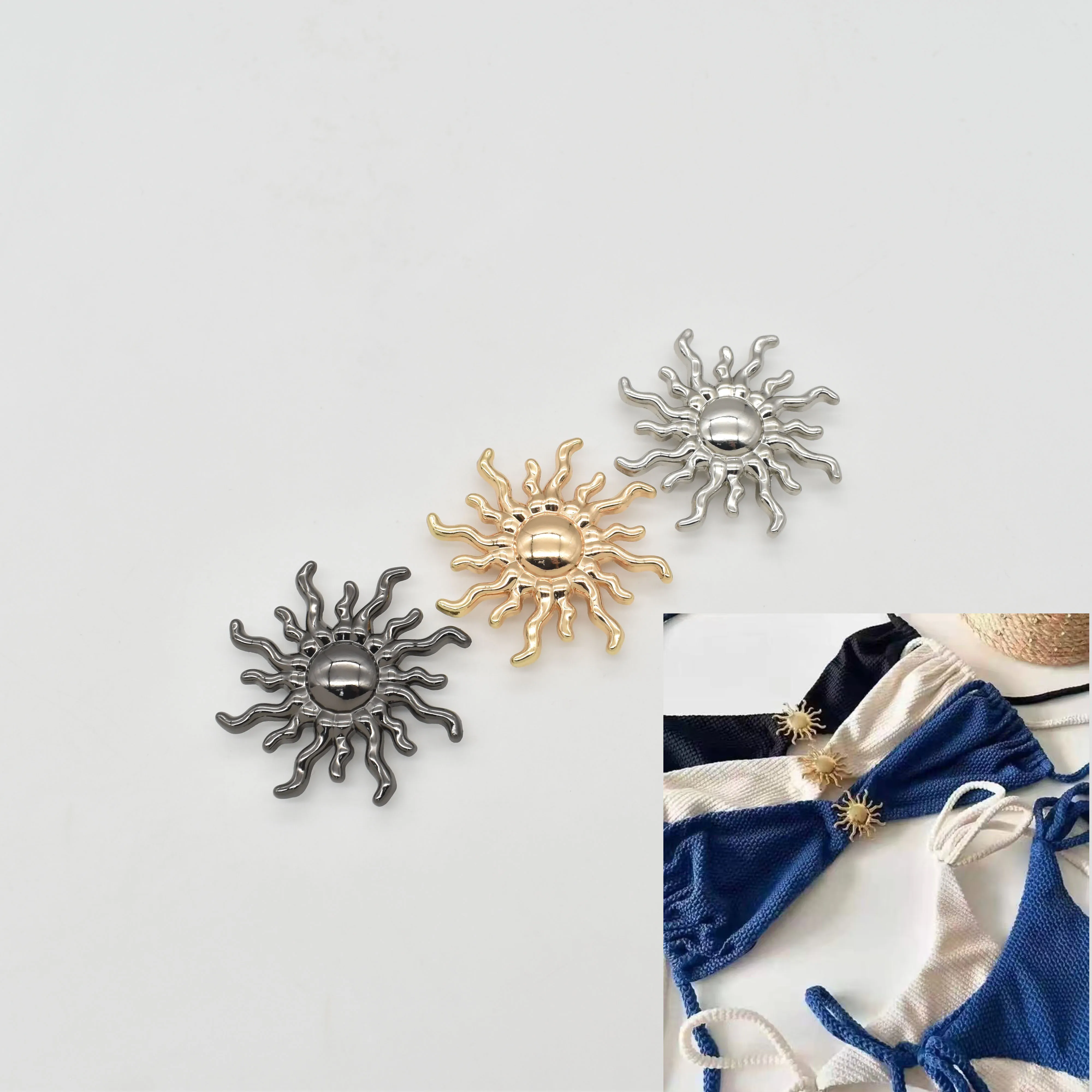 Sun Flower Rust Free Swimwear Accessories Swimsuit Buckles Zinc Alloy Saltwater Resistant Beachwear Accessorize Underwear