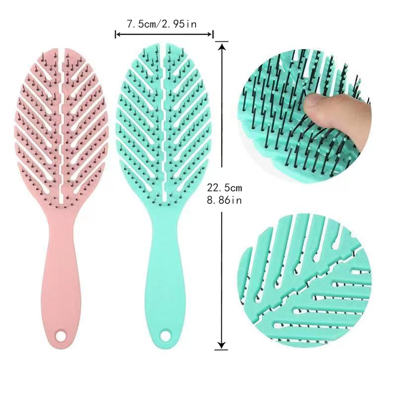 

Biodegradable Wheat Straw Detangling Hair Combs Detangler Brush Eco Friendly Hair Waterproof Soft Hair Brush For Salon