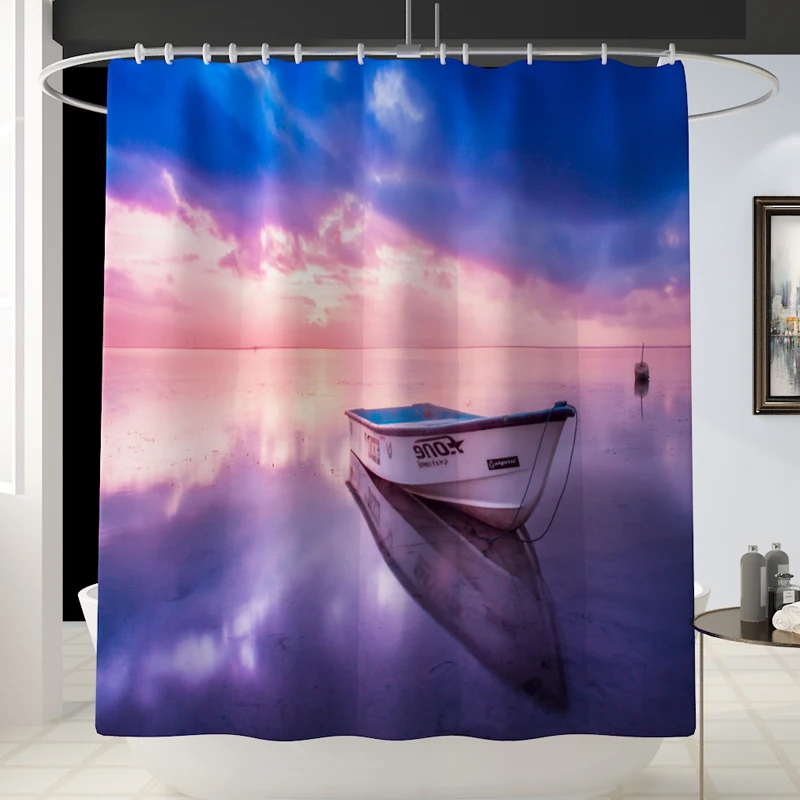 Amazon hot selling waterproof polyester fabric 4 piece bathroom rug mat and shower curtain sets