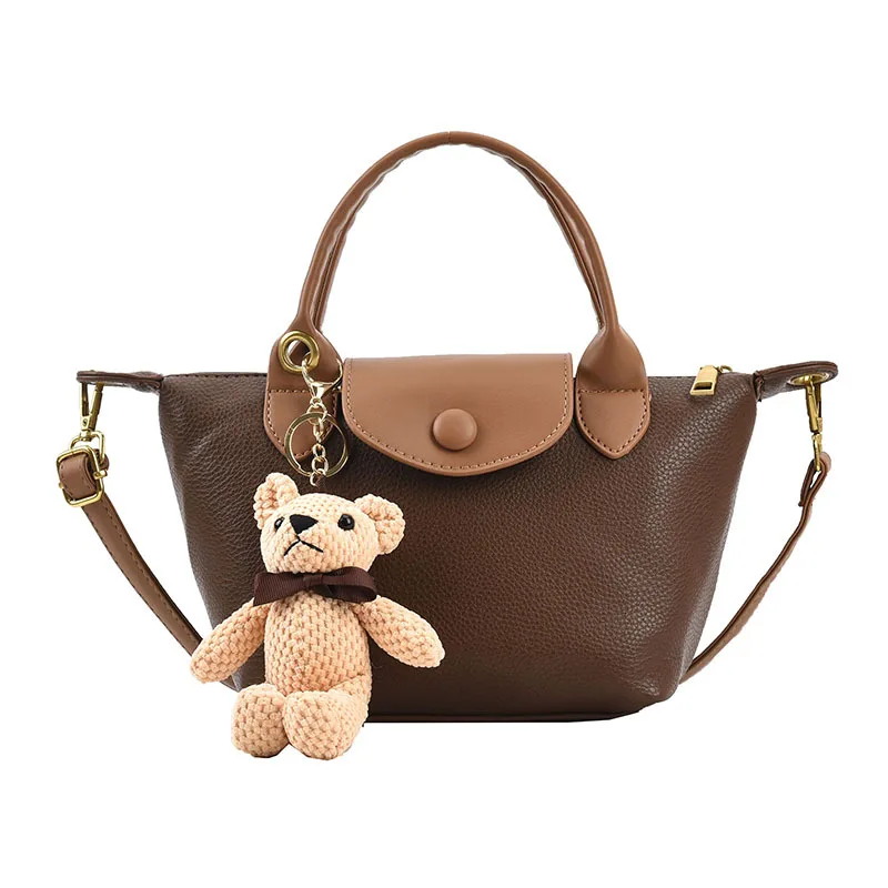 

New Hit Color Bear Crossbody Women Bag Zipper Dumpling Shoulder Bag Handbags, Khaki, blue, black, brown, beige, bear khaki, bear blue, bear black