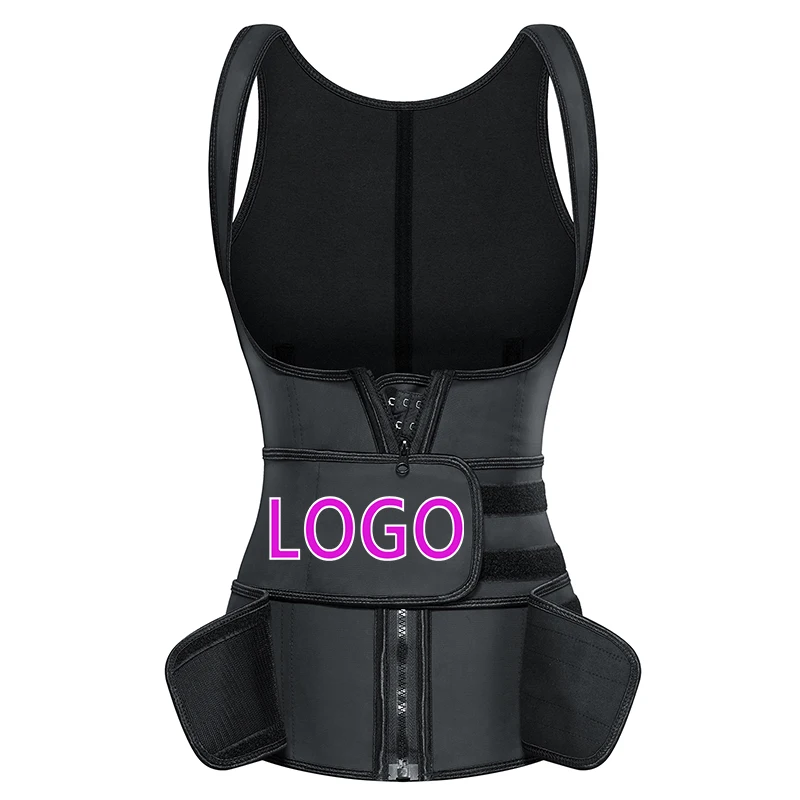 

Hot Shaper Vest 9 Steel Boned Women Body Shaper Latex Waist Trainer Vest Women Waist corset Top, Black