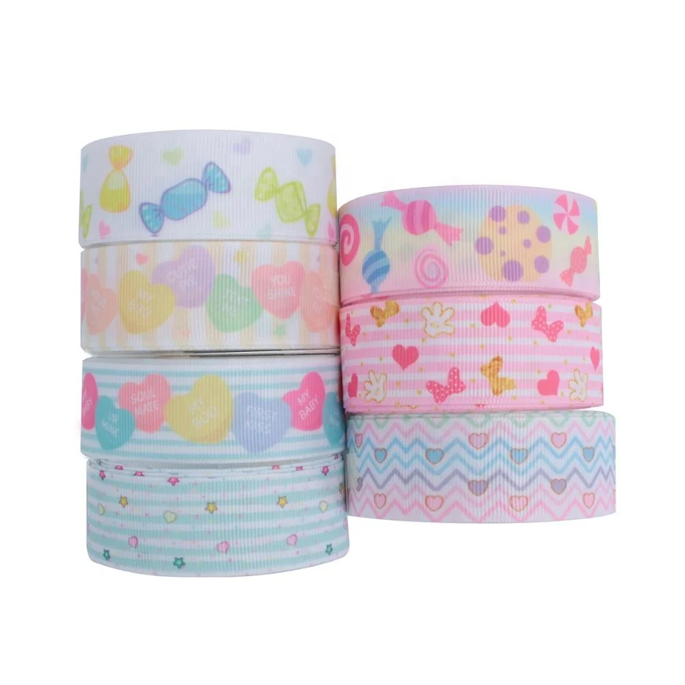 

High Quality 38mm Candy Heart Printed Kawaii Princess Style Ribbons For DIY Crafts