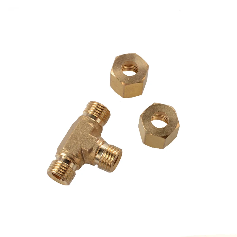 

Brass Double Ferrule compression Equal Union Tee Tube Fittings 3 way tube connector, Yellow