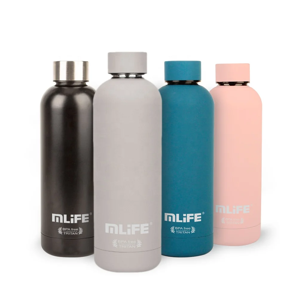 

500ml laser engraved small mouth Leakproof rubber painting double wall vacuum flask thermos stainless steel water bottle, Customized color acceptable