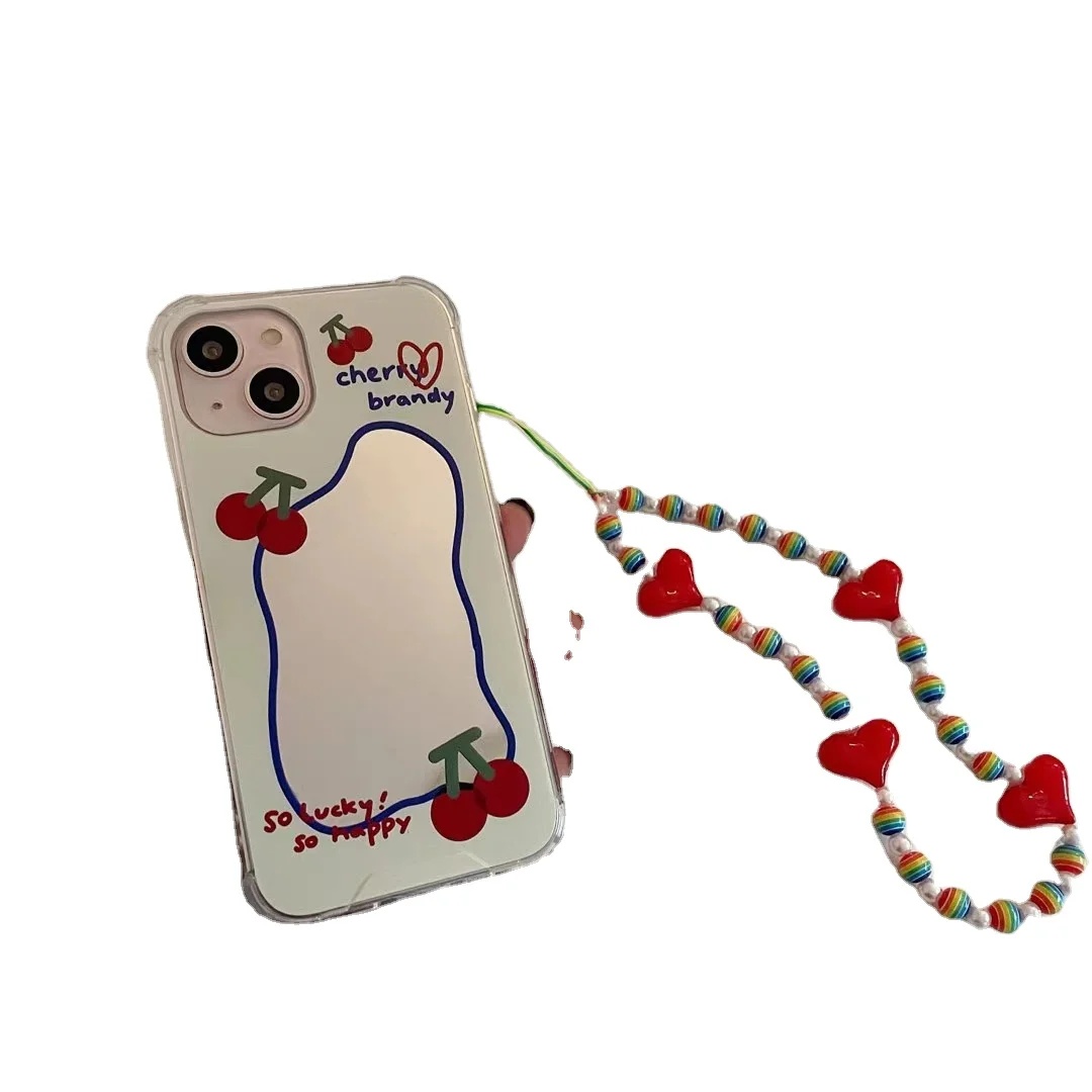 

2022 new mirror cherry pendant for iphone 11 12 13 pro max phone case, 3 colors