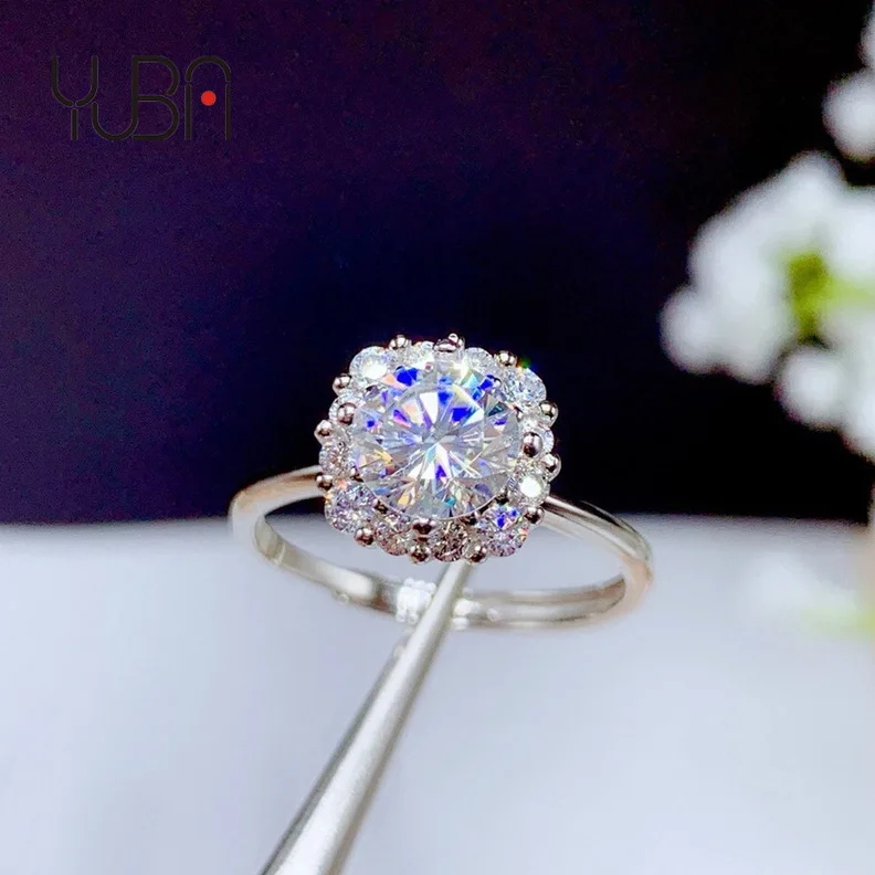 

Hot sale of pt950 mosang diamond Wedding Rose GoldPlated  Women's Brass ZIRCON Ring Jewelry, Silver color