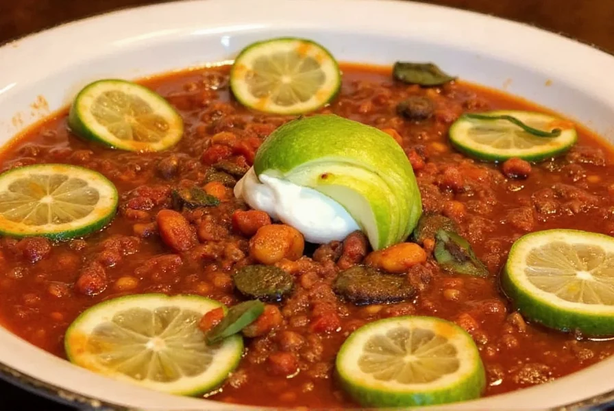 Chili bowl with salsa drizzle