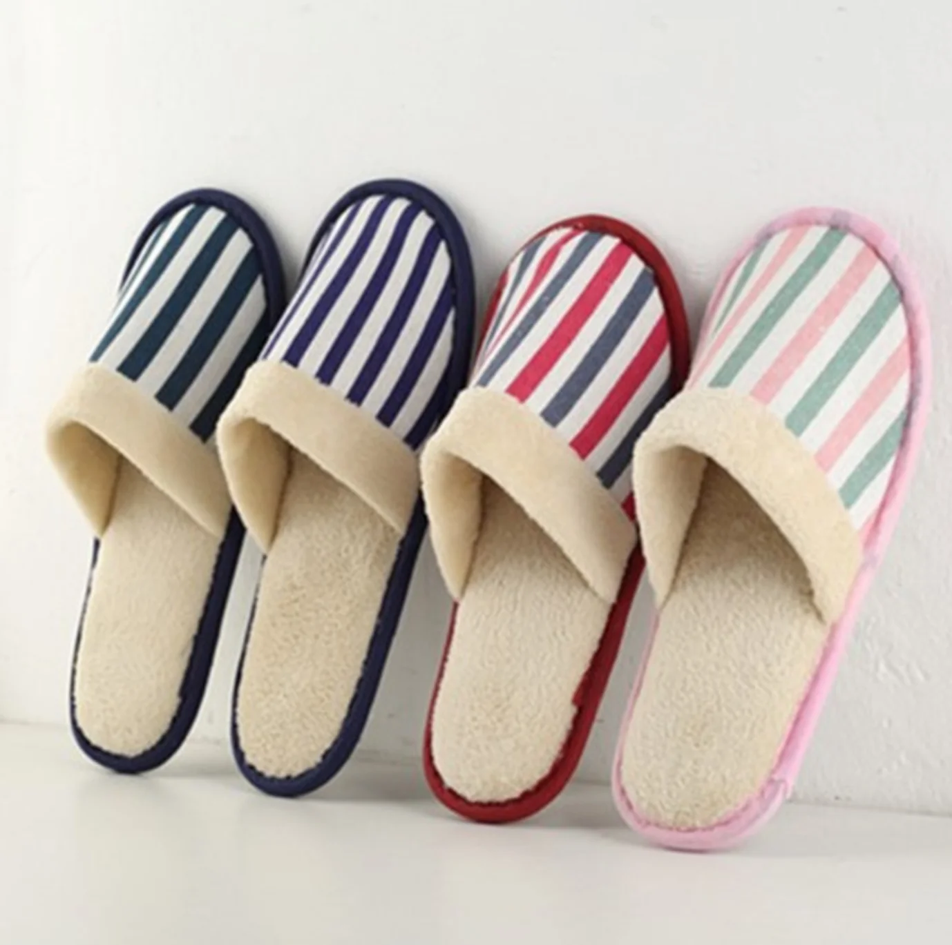 

High quality close toe linen hotel slipper personalized hotel indoor slippers, Pink, blue, brown, grey