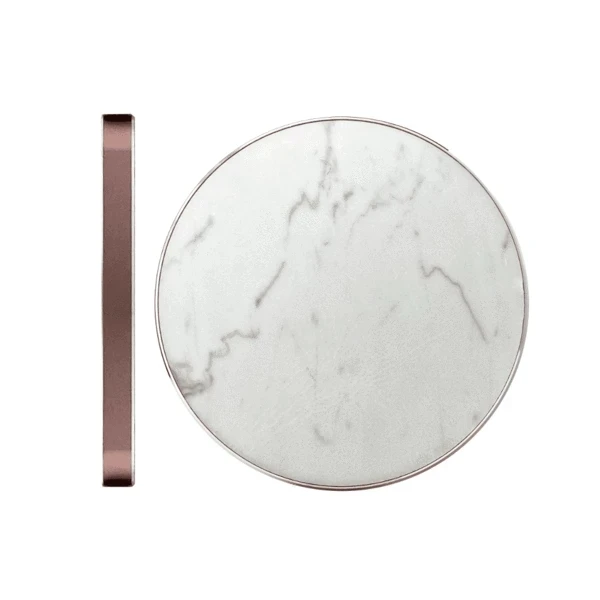 Factory Wholesales Portable round metal real marble 10W qi cell phone charging pad marble wireless charger