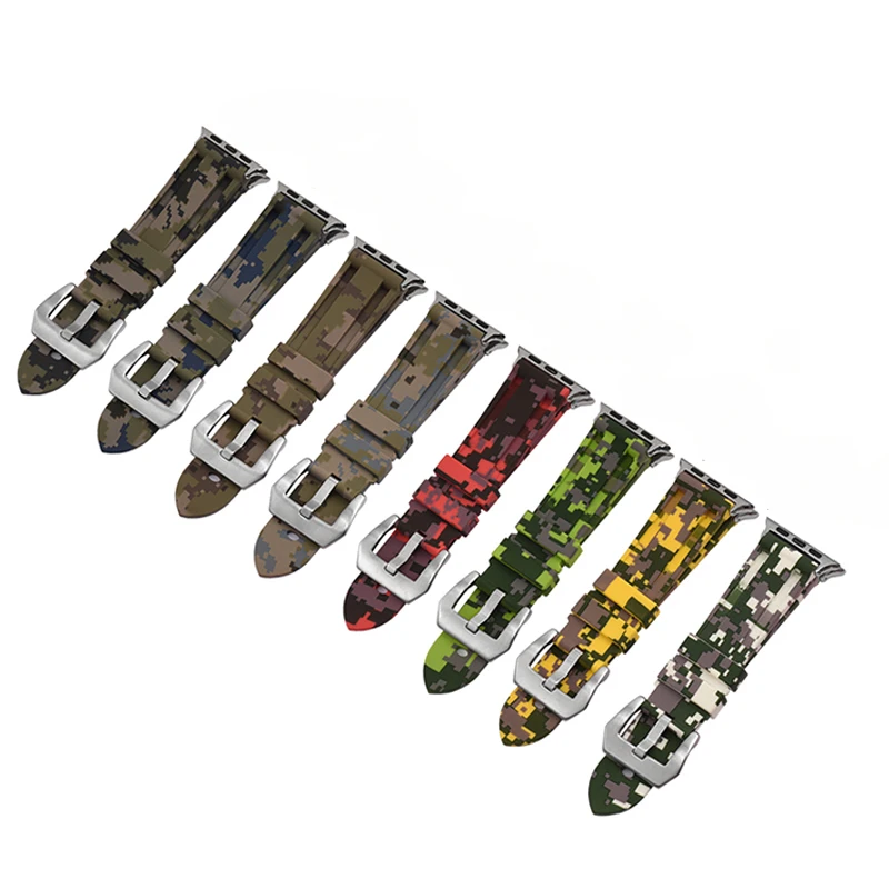 

Watch accessories silicone wristbands camouflage rubber watch strap 38mm 44mm