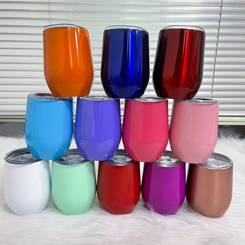 

RTS Muti-colors 12oz Wine Tumbler Double Wall Stainless Steel Beer Cup Vacuum Insulated Coffee Mugs with Sealed Lid, As the picture