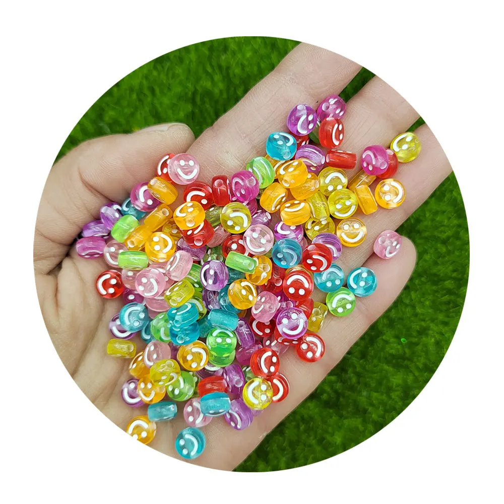 Factory Price 500G 7mm Colorful Smile Acrylic Bracelet Spacer Beads for Jewelry Phone Chain Strap Making