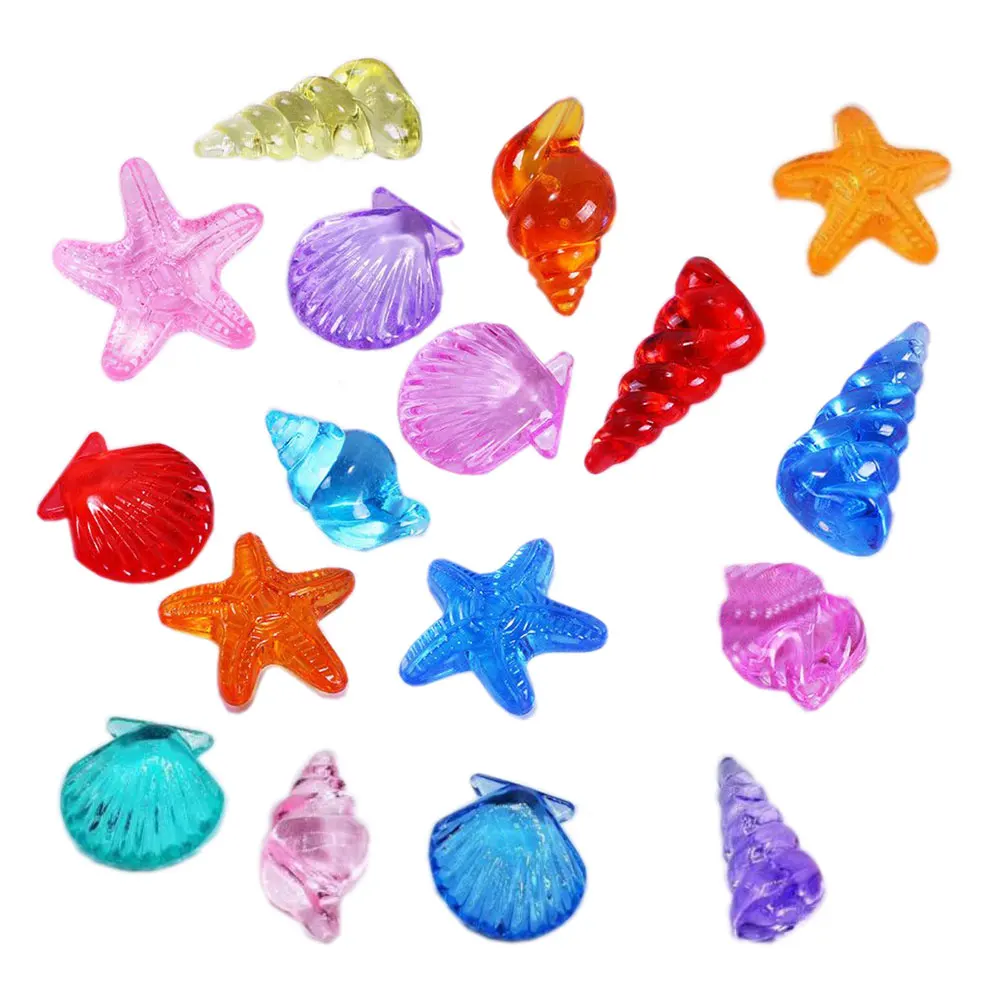 

Bling Plastic Acrylic Ocean Collection Beads Small Starfish Shell Conch Hippocampus beads for jewelry making Handmade Craft
