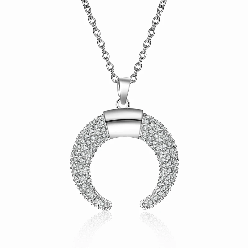 

RAKOL NP2040 moon shape necklace diamond necklace for women accessories 2022 new