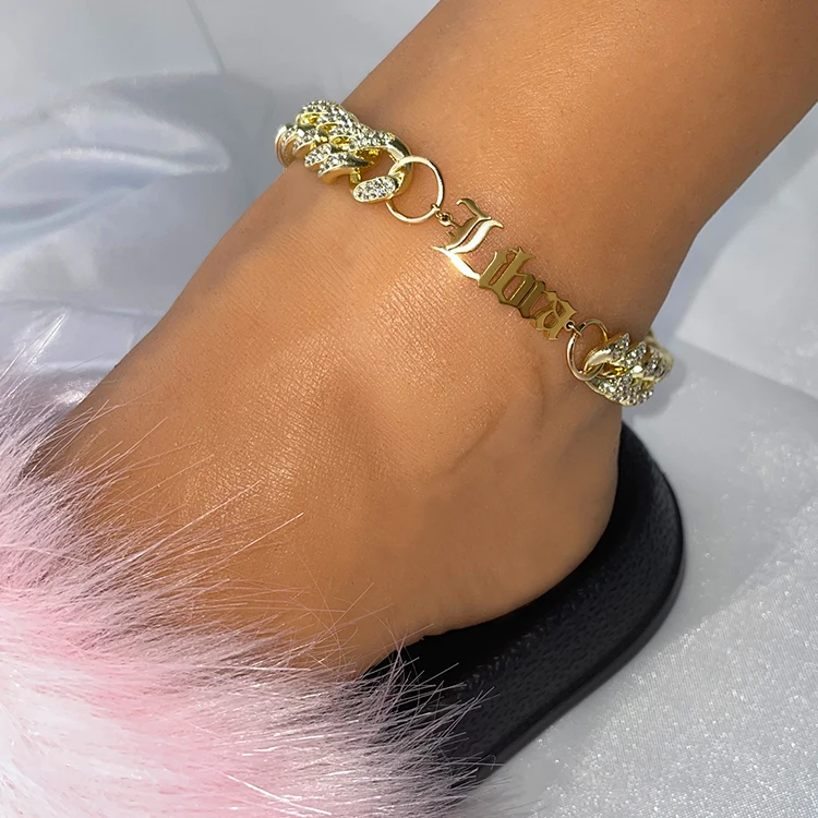 

Hip hop Gold cuban link 12 zodiac sign anklets for men and women