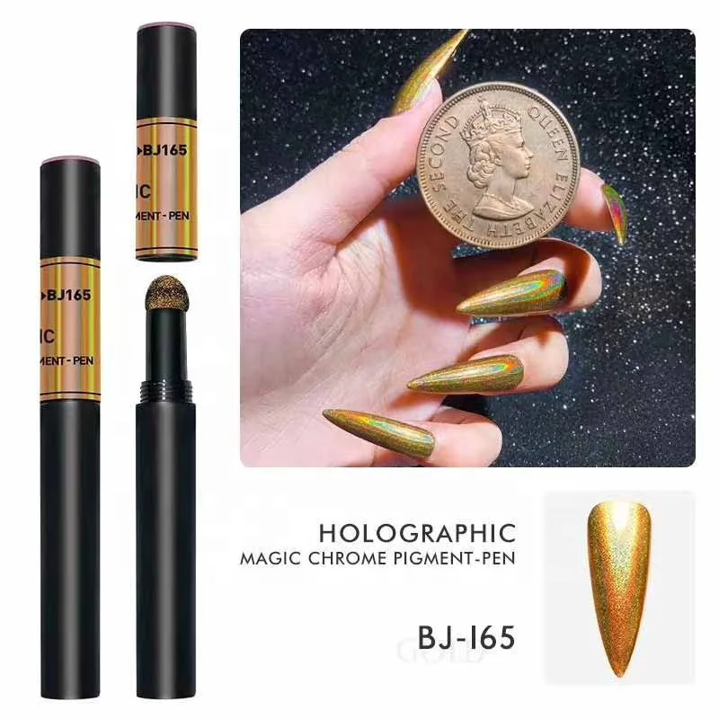 

holographic pigment nail air cushion powder pen 2 colors nail holographic powder
